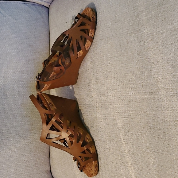 Woman's 4 inch Brown Wedge Sandals - Picture 2 of 4
